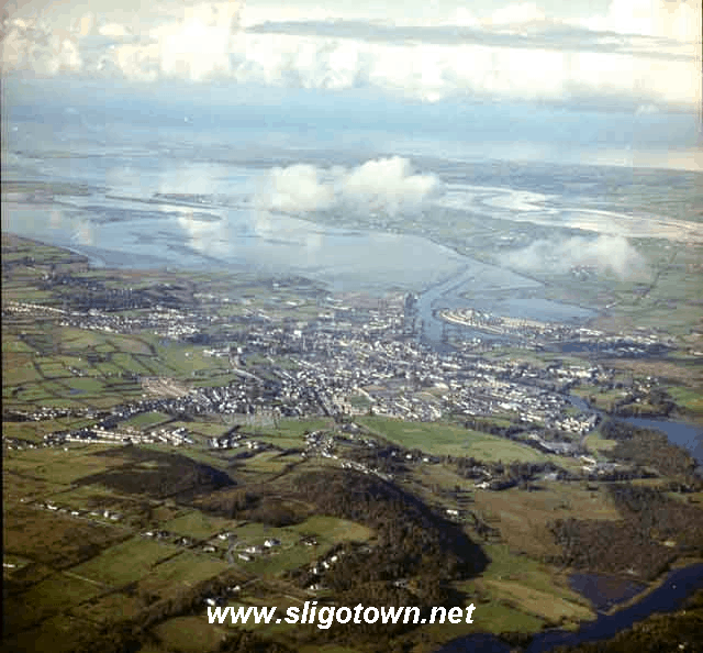 An aerial view of Sligo town