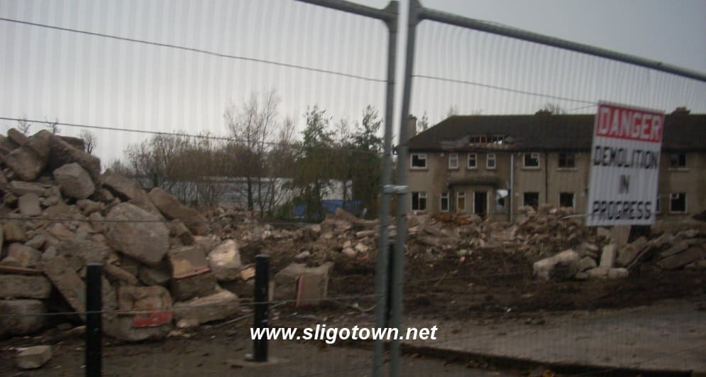 The Doorly Park maisonettes being demolished